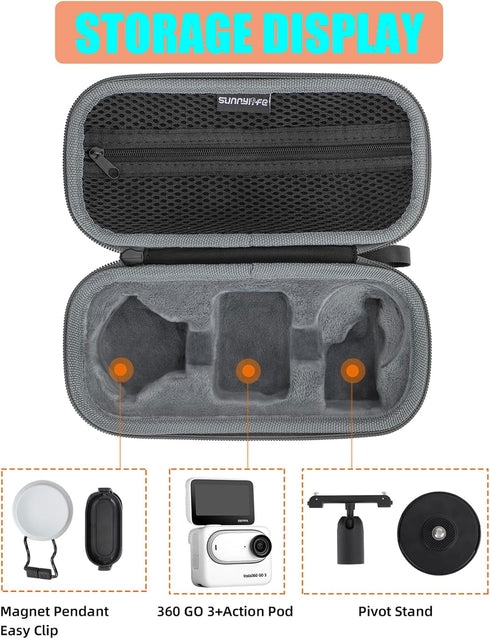 Case for Insta360 Go 3 Waterproof Tiny Mighty Action Camera Accessories, Magnet Pendant Easy Clip Action pod Pivot Stand Storage Carrying Bag...