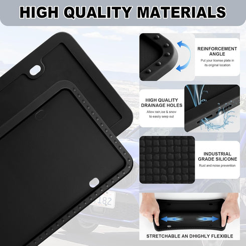 LivTee Silicone License Plate Frames Covers, 1 Pack Universal American Car Accessory License Plate Bracket Holder, Licence Plate Accessories - Bla...