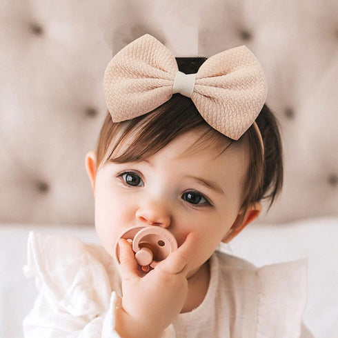 Cinaci 30 Pack Super Stretchy Nylon Hair Bands with Solid Bow Hair Bands Accessories for Baby Girls Infants Toddlers Kids Teens (30 as Shown)...