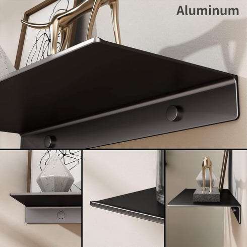 Danpoo Metal Wall Shelf, Black Floating Shelf, Small Bathroom Shelf, 12" Display Shelves for Wall Storage...