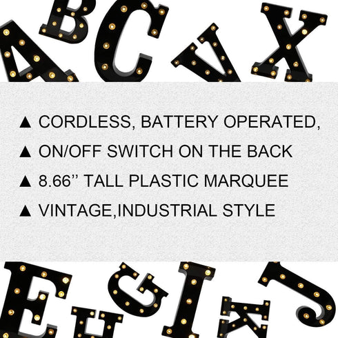 OYCBUZO Light Up Black Alphabet Marquee Letters Sign LED Marquee Number Lights Sign for Night Light Home Bar Christmas Lamp Birthday Party Wedding...