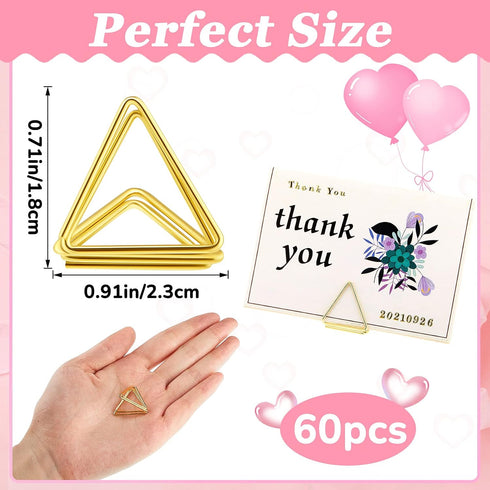 Eersida 60 Pieces Table Number Holder Place Samll Triangle Shape Name Numbers Table Photo Picture Holder Stand Clip for Wedding Baby Shower Party,...