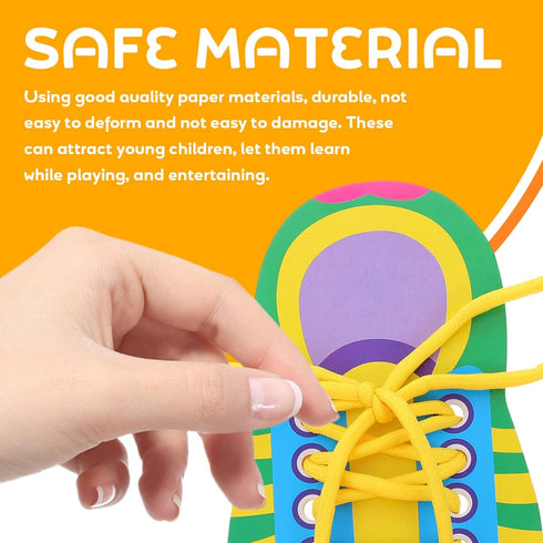 NUOBESTY Shoelace Threading Teaching Toys Learn to Tie Shoelaces Toy Kids Toddlers Fine Motor Skills Toy Early Educational Toys, 5 Sets …...