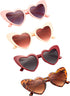 4 Pairs Heart Shaped Sunglasses Goggle Vintage Cat Eye Sunglasses Mod Style Retro Glasses with 4 Pieces Glasses Cloth 4 Pieces Flannel Bag for Par...
