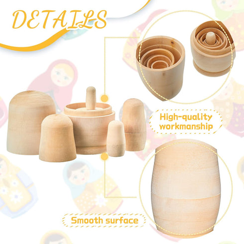 2 Sets Unpainted Nesting Dolls Blank Russian Nesting Dolls Personalize Create Your Own Christmas Russian Doll Wooden Matryoshka DIY Dolls Kit for ...