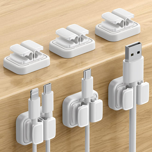 6Pack Cord Organzier Spring Clip Holder - Lamicall 3-in-1 Small Clips for Desk Cable Management, Adhesive Adjustable Cable Clips Holder for Charge...