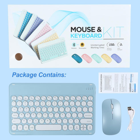 Bluetooth Keyboard and Mouse Combo?Rechargeable keyboard mouse combo?Ultra-Slim Portable Compact Wireless Mouse Keyboard Set for iPad/iPad Pro/iPa...