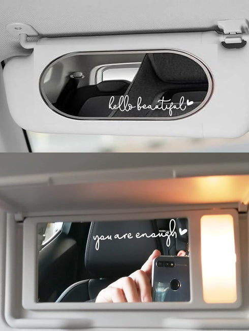 White Rearview Mirror Vinyl Decal Sticker, Hello beautiful You're enough Decal, Water Bottle Sticker, Car Windshield, Rear View Mirror, Mirror, La...