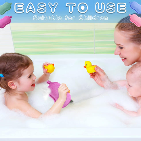 4 Pieces Baby Bath Sponge Cotton Baby Sponge Soft and Absorbent Sponge for Kids Babies Men Women (Red, Purple, Green, Blue)...