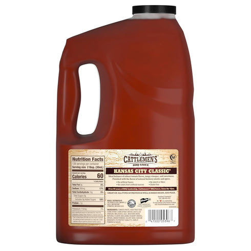 Cattlemen's Kansas City Classic BBQ Sauce, 1 gal - One Gallon Jug of Kansas City Barbecue Sauce, Perfect Tangy, Sweet Flavor for Pork, Wings, Chic...