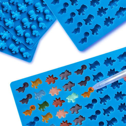 4Pcs Gummy Dinosaur Molds, Non-stick Silicone Candy Molds with 4 Droppers...