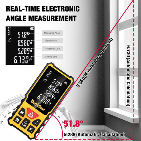 Laser Measure,DEGLASERS 229 Feet Laser Measurement Tool with Dual Angle Display,M/in/Ft Unit Switching,Backlit LCD,Laser Distance Meters for Measu...