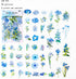 EAMOTOL Vintage Aesthetic Floral Journals Stickers - 100PCS PET Transparent Blue Flowers Plant Materials Scrapbooking Supplies for Daily Planner B...