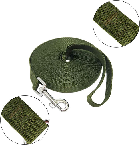 Nylon Training Dog Leash for Small Medium Large Dogs, 15ft 20ft 30ft 50ft Long Leash Dog/Puppy Lead for Obedience Recall Training, Camping (15ft, ...