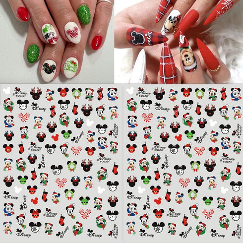 4 Sheets Christmas Nail Art Stickers Cute Cartoon Nail Decals Self Adhesive 3D Nail Art Charms Supplies Xmas Nail Art Design Kawaii Nail Stickers ...