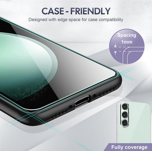 Tempered Glass Compatible with Samsung Galaxy S23 FE 5G Screen Protector 6.4'', 3 Pcs Screen Protector + 2 Pcs Camera Lens Protector, [Not for Gal...
