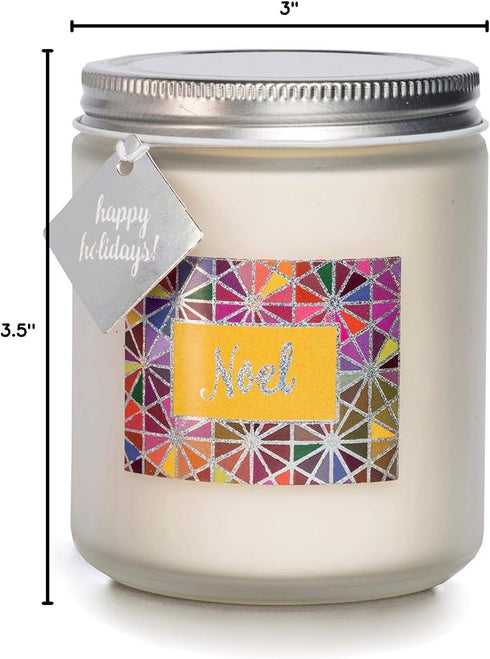 Eco Candle Co. Frosted Jar Holiday Candle, Sparkle Noel, 8 oz. - Scents of Fir, Frankincense, Smoke, & Patchouli - Fir, Frankincense, Wood, & Patc...