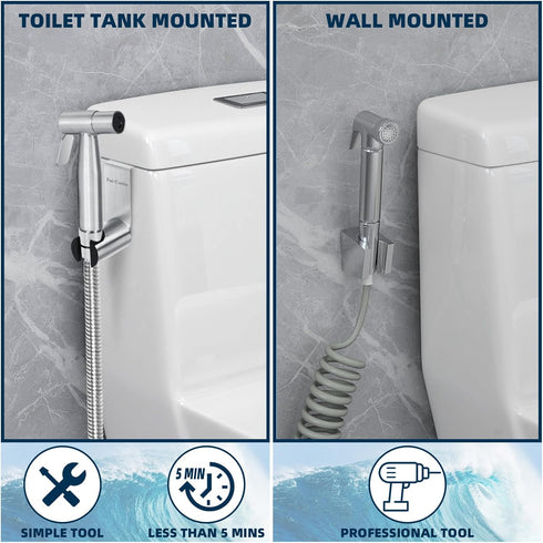 Handheld Bidet Sprayer for Toilet,Toilet Bidet Sprayer Holder,Portable Pet Shower,Toilet Water Sprayer,Bidet Attachment Bathroom Stainless Steel S...