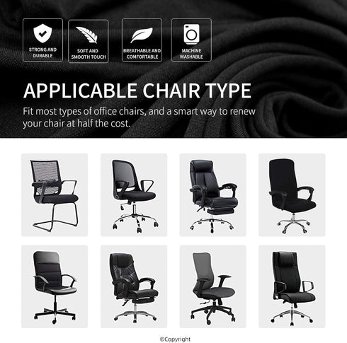 Stretch Computer Office Chair Cover with Durable Zipper - Universal Washable Removable Spandex Rotating Boss Chair Slipcovers - Anti-dust Desk Cha...