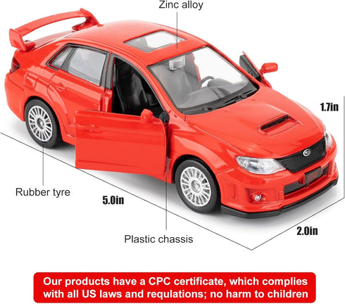 Die-Cast Alloy Toy Car, 1/36 Scale Subaru WRX STI 2010 Model Car, Functional Toy Car to Take Home, Decorative Model Toy for Collection, Car Gift f...