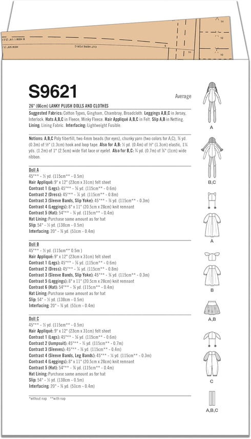 Simplicity Lanky Plush Dolls and Clothes Sewing Pattern Kit by Elaine Heigl Designs, Code S9621, One Size, Multicolor...