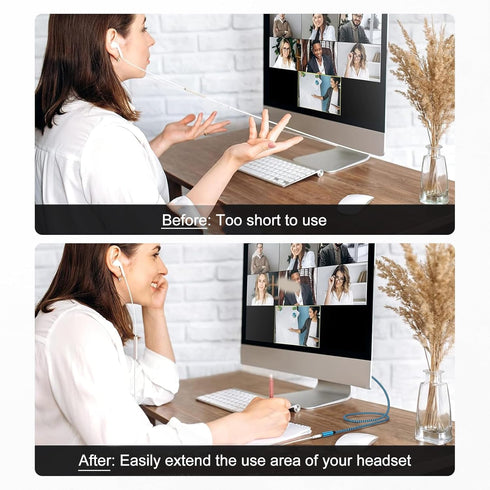 Headset Extension Cable, 2Pack 6FT 4 Pole TRRS 3.5mm Aux Jack Audio Extension Cable Male to Female Aux Adapter Cord Extender for Headphones, Smart...