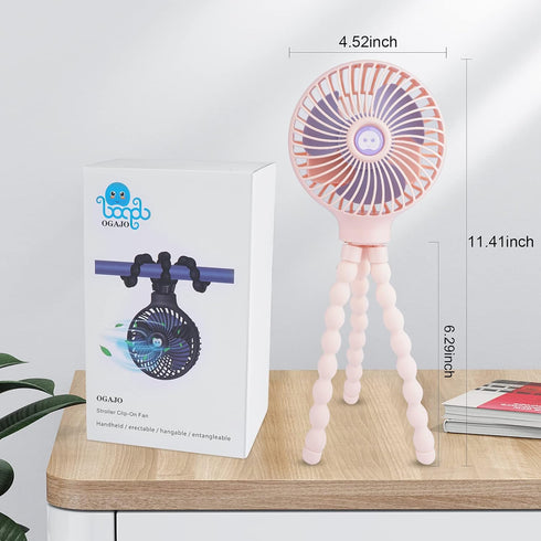 Portable Stroller Fan, With Flexible Tripod and 3 Speeds Clip On Car Seat Fan Mini Small Personal Handheld Battery Powered USB Fan, for Pram Crib ...