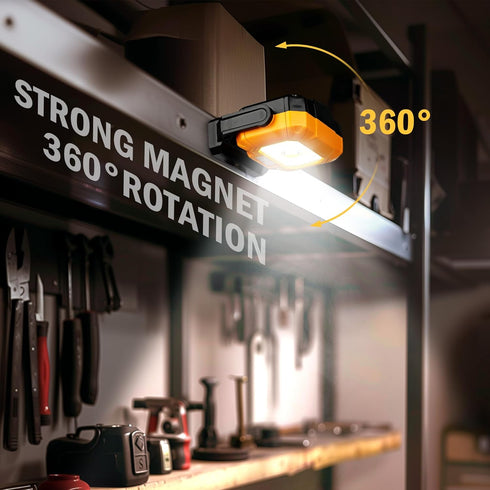 Magnetic Work Light, 1200LM COB LED Rechargeable Work Light with 15 Lighting Modes, 360°Rotatable Flood Lights for Car Repairing, Job Site Lightin...