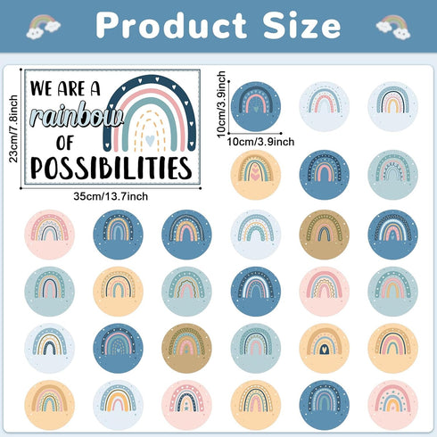 Boho Rainbow Bulletin Board Classroom Decoration Motivational Cutouts Positive Inspirational We are A Rainbow of Possibilities Blue Rainbow Bullet...