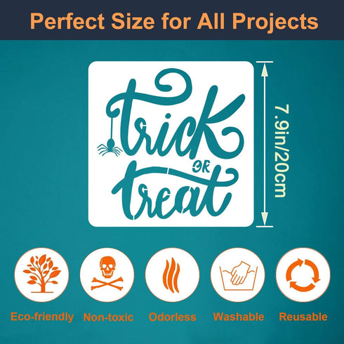 12 Pieces Halloween Stencils Reusable Plastic Halloween Theme Drawing Stencils for Painting on Wood Walls Fabrics Window, 7.9 Inches...