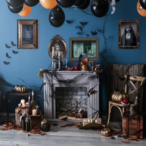 Halloween Decorations, 12 Pieces Laminated Halloween Gothic Decor Poster Frames Durable Haunted House Creepy Portraits Pictures Spooky Home Decor...