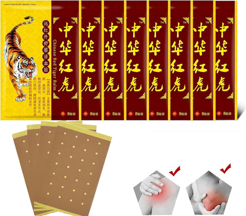64 pcs Tiger Balm Ultra Strength,Tiger Balm Patches,Chinese Red Tiger Back Patch Ultra Strength Heat Patches for Muscle Joint of Knee Shoulder Nec...