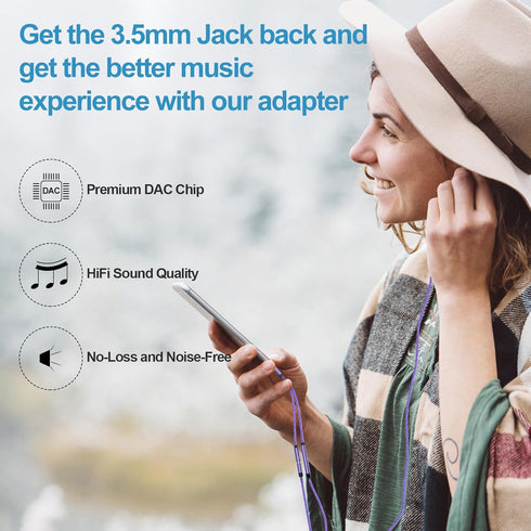 USB C to 3.5mm Audio Headphone & Android Phone Charger Adapter, 2-in-1 Type C to Aux Earphone Jack Dongle Cable & 60W Fast Charging for Samsung Ga...