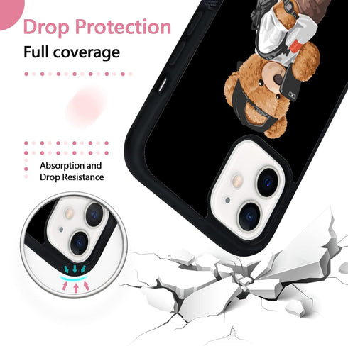 FANXI Stylish Bear Phone Case for iPhone 12/12 Pro 6.1 Inch - Shockproof Protective Cute Cool Bear Phone Case Designed for iPhone 12/12 Case for M...