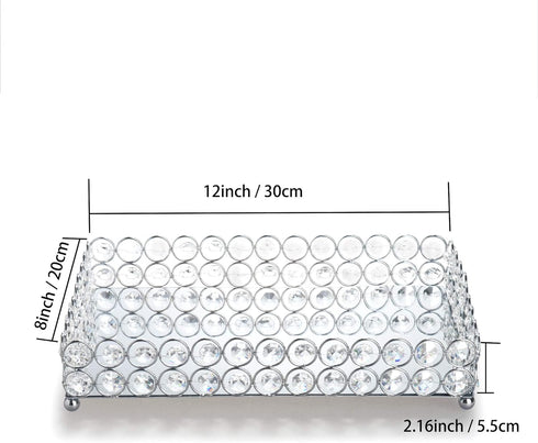 Feyarl Crystal Vanity Makeup Perfume Tray Ornate Jewelry Trinket Organizer Cosmetic Decorative Tray Skin Care Storage for Home Dressing Table Wedd...
