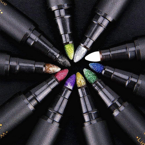 JR.WHITE Metallic Paint Markers, 10 Colors for Rock Painting, Black Paper, Scrapbook, Photo Album, DIY Arts & Crafts, Glass, Wood, Card Making...