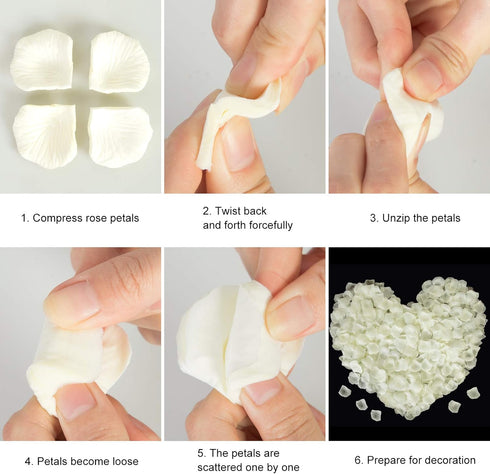 Attmu 3200 Pcs Artificial Rose Petals Valentines Day Decorations for The Home, Fake Rose Flower Petals for Wedding, Party (Ivory)...