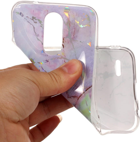 LG K20 V/ Plus/ Harmony/ K10 2017 3D Marble Glitter TPU Case - Pink Purple...