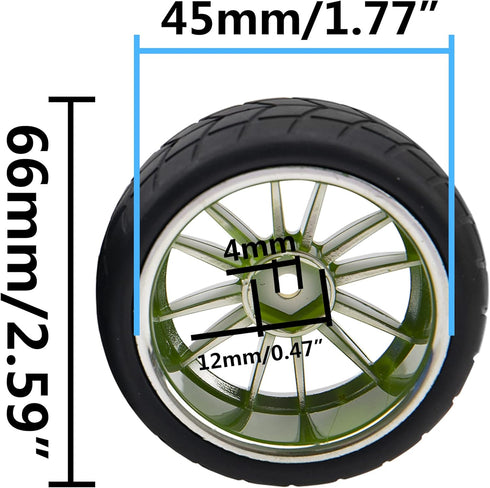 4Pcs 2.59in Rubber Tires & 12mm Hex Plastic Wheel Rims Set 14-Spoke w/Foam Compatible with Traxxas Kyosho HPI Tamiya Associated 1/10 RC On-Road To...