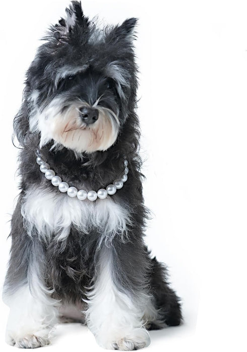 Pet Pearl Collar, Adjustable Dog Necklace,Chic Jewelry for Cat Puppy Chihuahua Girl Dogs Clothing Dress Accessories(White) (XXL 18.9 '')...