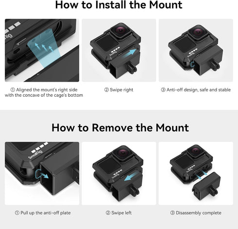 SmallRig Hero12 / Hero11 / Hero 10 / Hero 9 Black Cage for GoPro, with 2 Cold Shoe Mount for GoPro Light Mod and Common Microphone, Led Video Ligh...