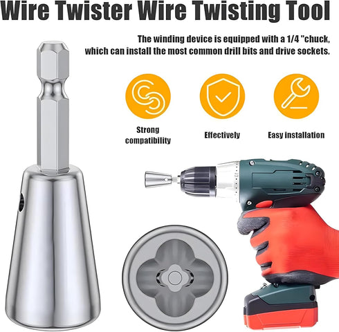 2PCS Wire Twister Tool for Drill Wire Twisting Tool Wire Connector Wire Nut Twister Wire Stripper Parallelizer, Silver, 2.3 INCH...