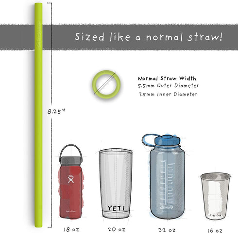 Silicone Straws - Slender Size BPA Free Non-Rubber Silicon Reusable Drinking Straws for Stainless Steel 20 oz Yeti Tumbler - Flexible, Chewy, Bend...