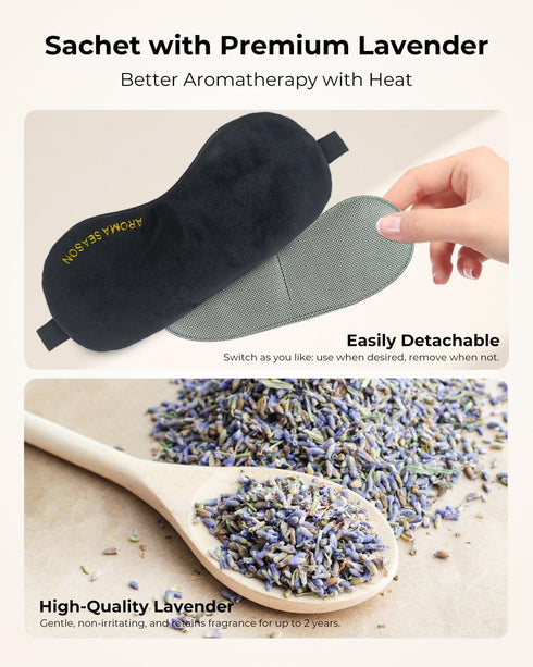 Aroma Season Heated Eye Mask, Warm Eye Compress for Dry Eyes MGD Stye Blephartitis Sinus Migraine, Graphene Heating Element with Natural Lavender ...