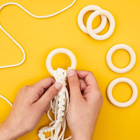 20 Pack Unfinished Natural Wood Rings for Crafts, Macrame Supplies, Jewelry Making, and Unfinished Wood Crafts (2.1 in Wooden Rings)...