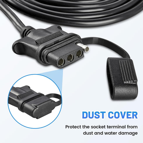 Vehicle-side 4 Pin Trailer Wire Connector 10 Feet Heavy Duty 18AWG 4 Way Flat Female Trailer Wiring Harness Towing Replacement 4 Prong Trailer Lig...
