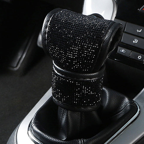 Bling Bling Auto Gear Shift Knob Cover,Auto Shift Gear Cover with Crystal Glitter Bling Rhinestones,Car Knob Gear Stick Protector (Black Diamonds)...