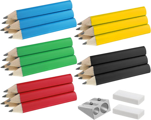 30 Pieces Short Triangular Fat Pencils Bulk 3.5 Inch Wooden Triangular Jumbo Pencils for Preschoolers, Kindergarten, Toddlers & Beginners with Pen...