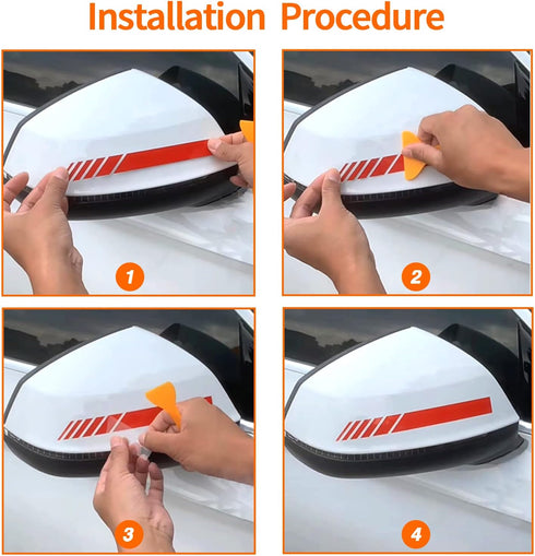 2 PCS Car Rear View Mirror Stickers, 5.51" x 1.18" Striped Rearview Mirror Car Stickers, Car Side Mirror Reflective Decals (Red)...