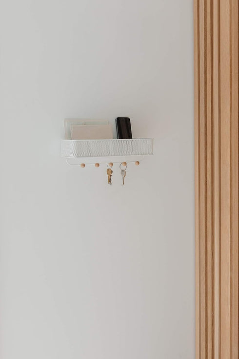 Umbra Estique Entryway Organizer, Great for Storing Keys, Small Accessories, Mail, Wallets and More, White Finish...